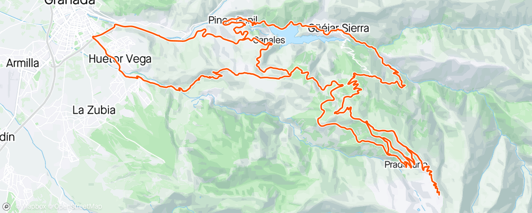 Map of the activity, Sierra climbing
