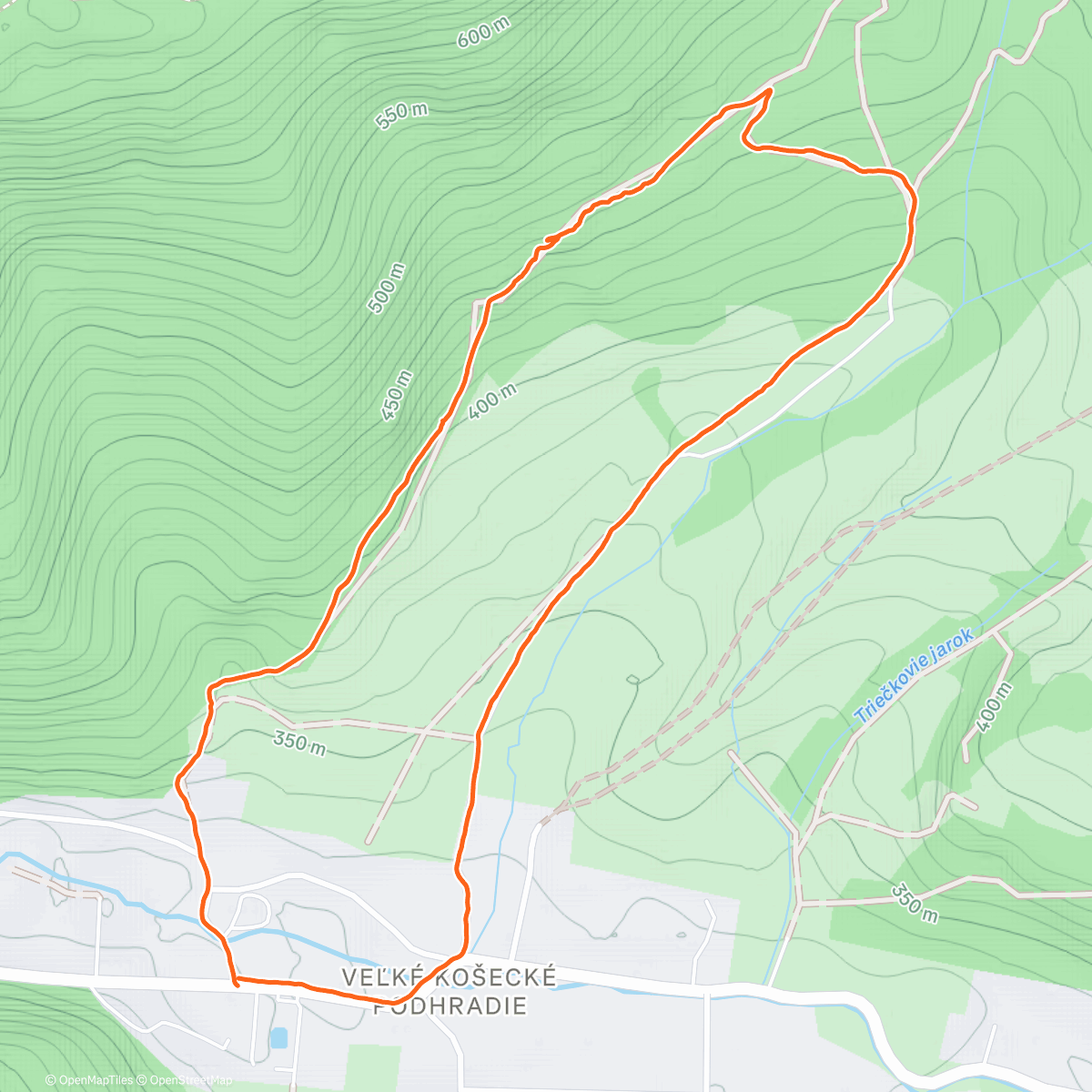 Map of the activity, Afternoon Walk/Mikušová
