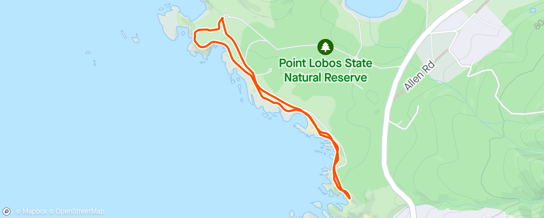 Map of the activity, Point Lobos Hike