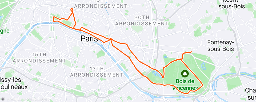 Map of the activity, Pacer Marathon de Paris pour Flo (13-29km)