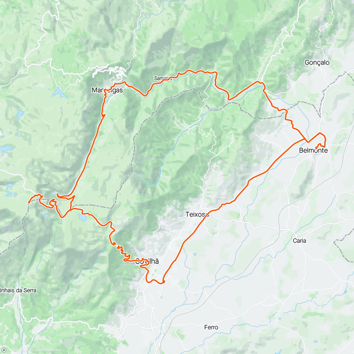 Map of the activity, Passeio na Serra da Estrela