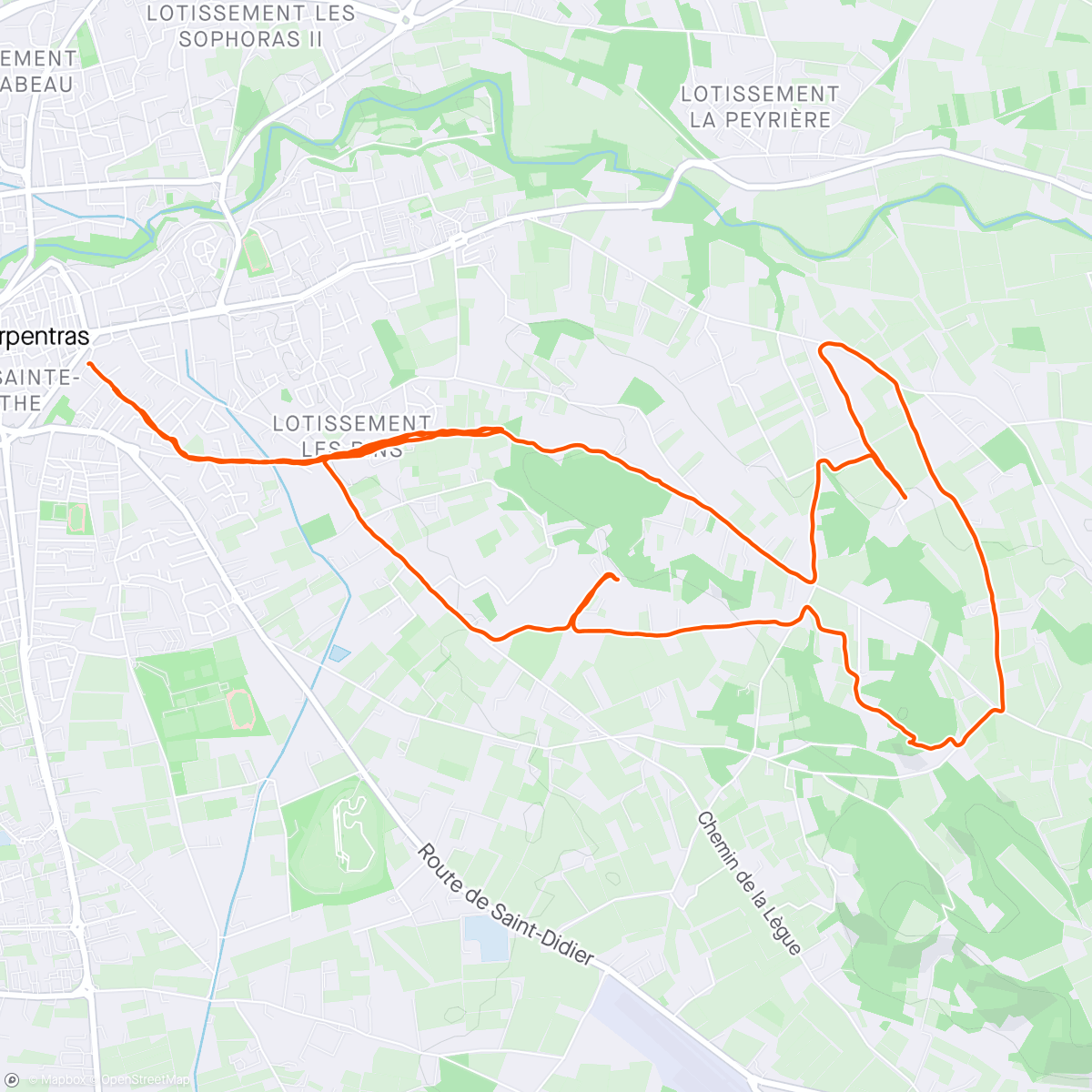 Mapa da atividade, Trail dans la Legue