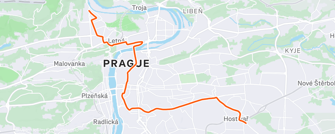 Map of the activity, Evening Ride