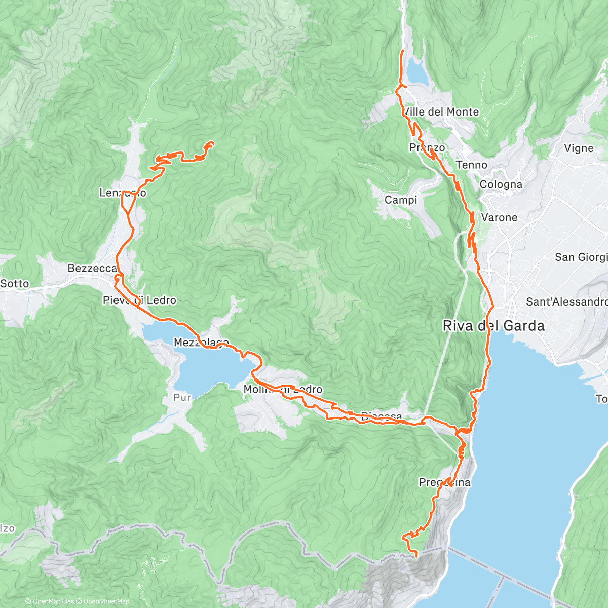 Map of the activity, Punta larici +val di ledro