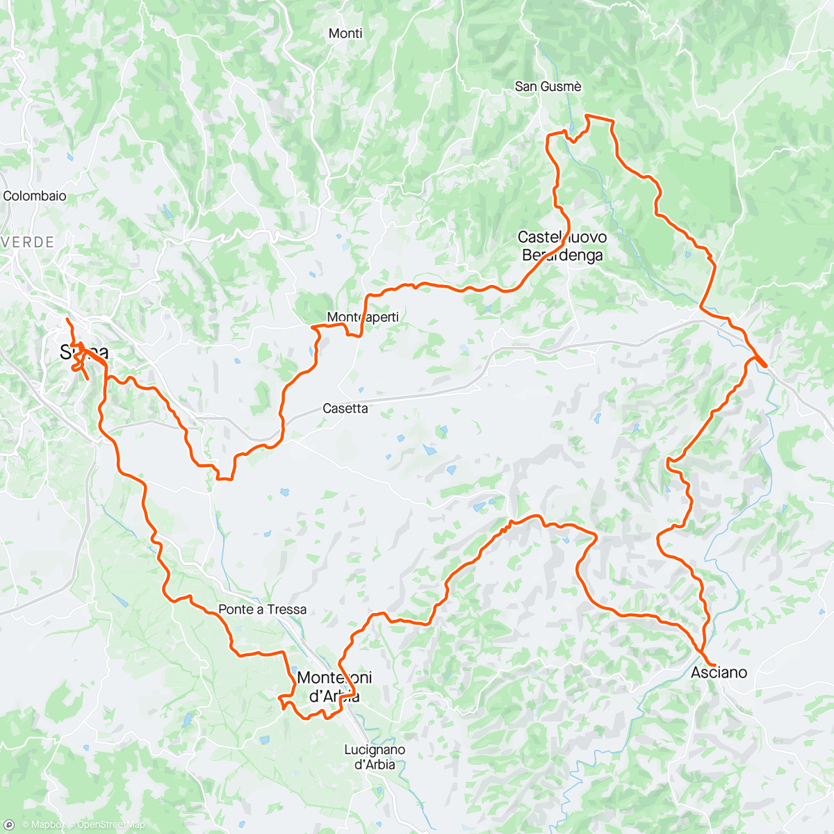 Map of the activity, Gravel bike siena