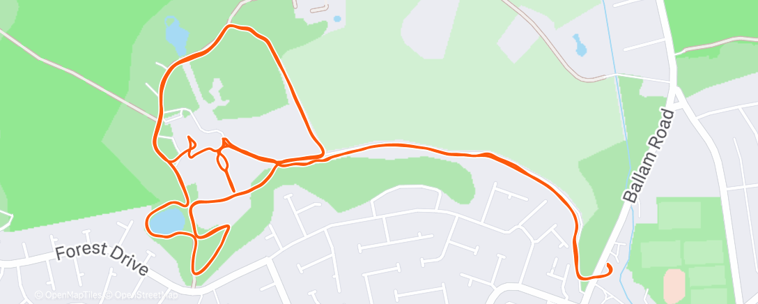 Map of the activity, Lytham Hall parkrun ❄️