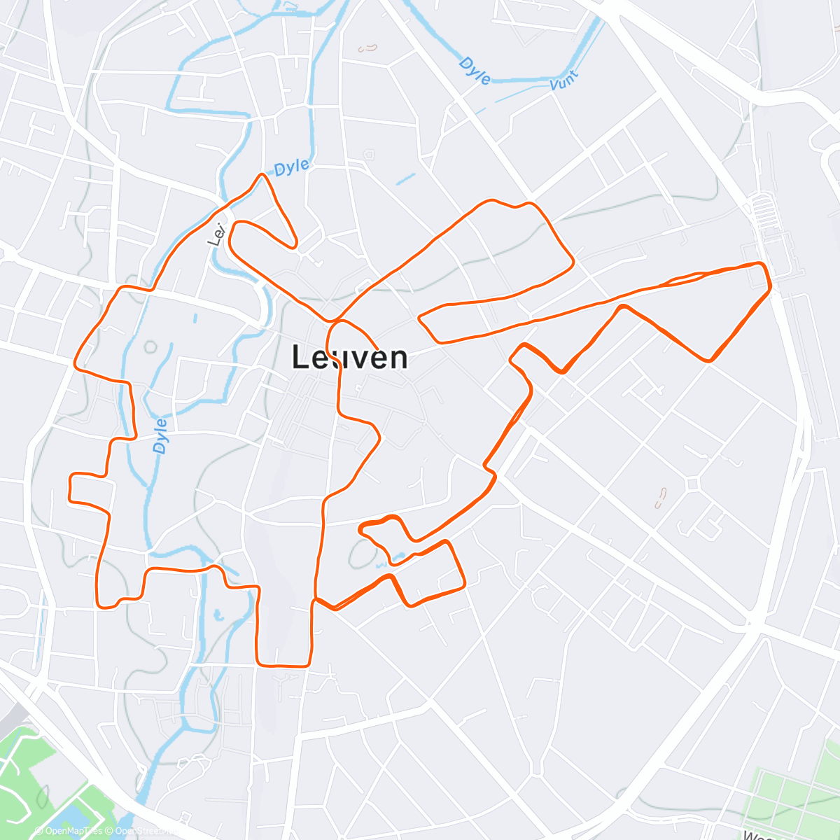 Map of the activity, Eindejaarscorrida Leuven
