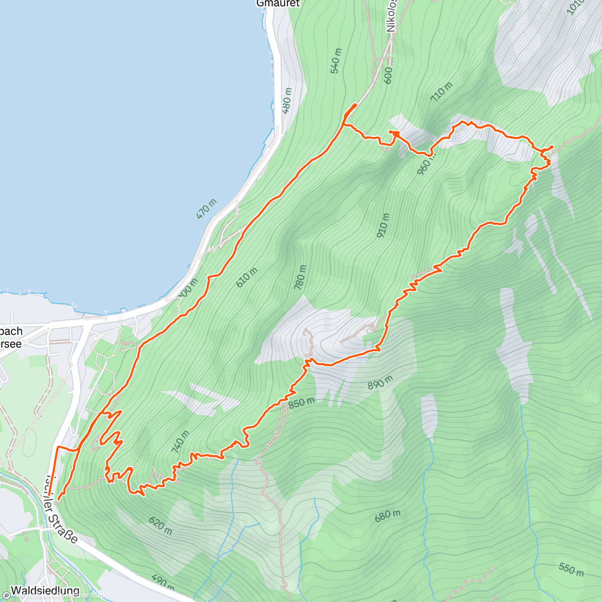 Map of the activity, Wolfgangsee: Klettersteig Attersee