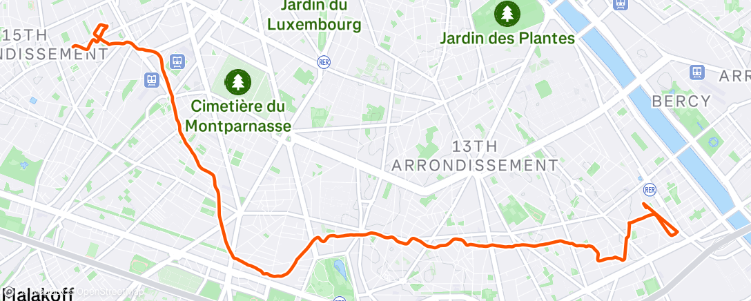 Map of the activity, Course à pied dans l'après-midi