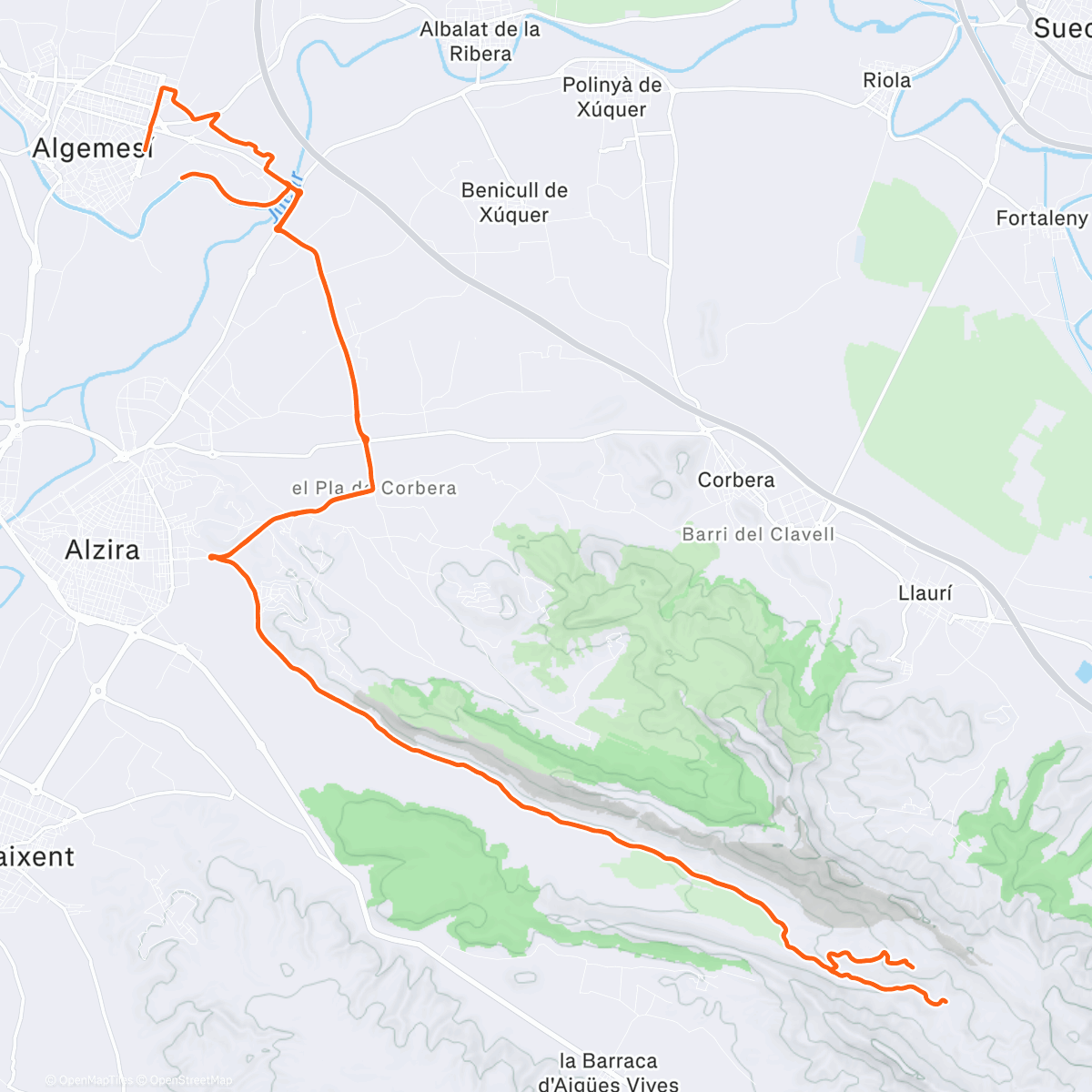 Map of the activity, Bicicleta de montaña por la tarde