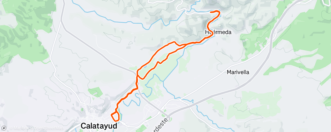 Map of the activity, 14 kms carrera continua suave. Sumando