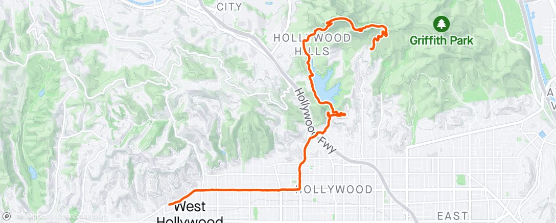 Map of the activity, Hollywood Sign