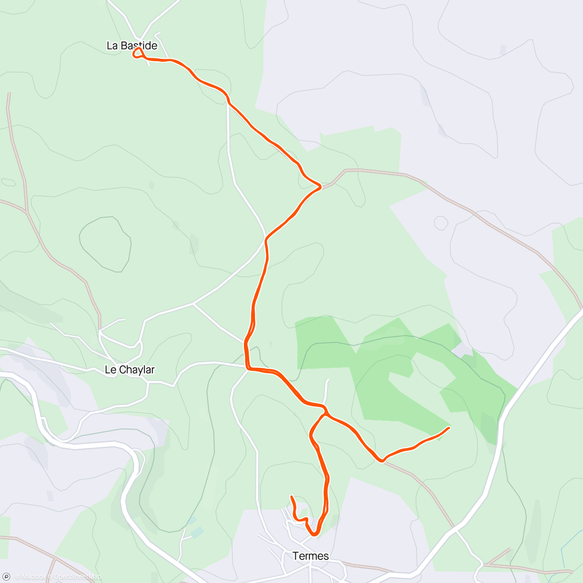 Map of the activity, Trail test