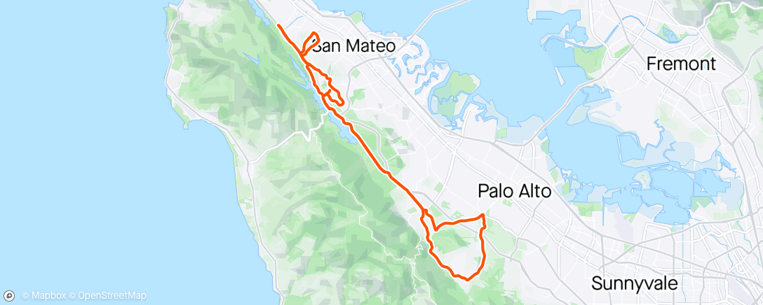 Map of the activity, Local climbs, then Portola Loop with Aisha