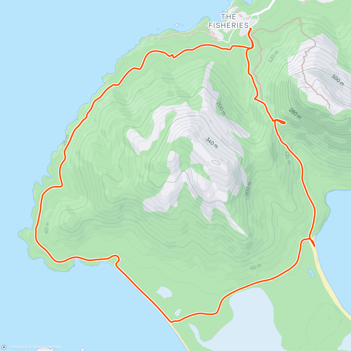 Map of the activity, Wineglass Bay & Hazards Beach Circuit, Freycinet