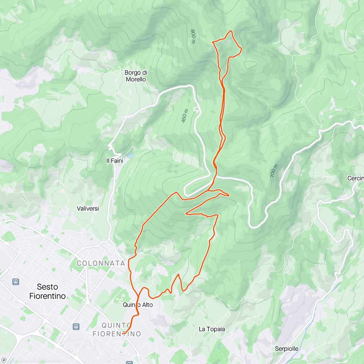 Map of the activity, Alla 1’ Punta e Ritorno - Giro Trail sul Morello