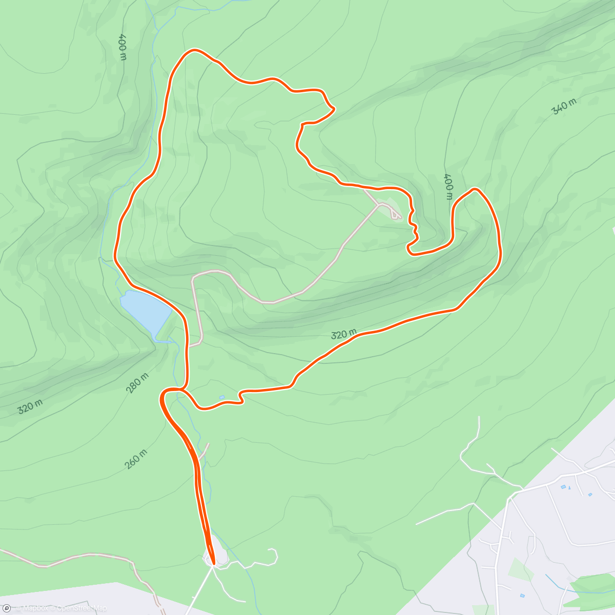 Map of the activity, Sunday night run