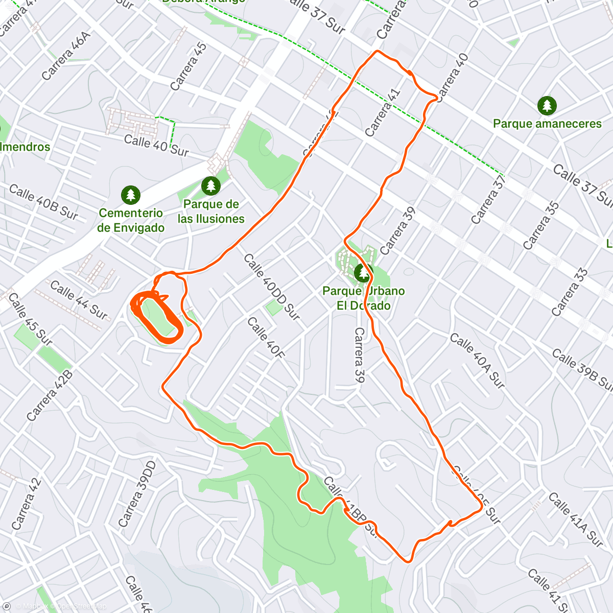 Map of the activity, Envigado