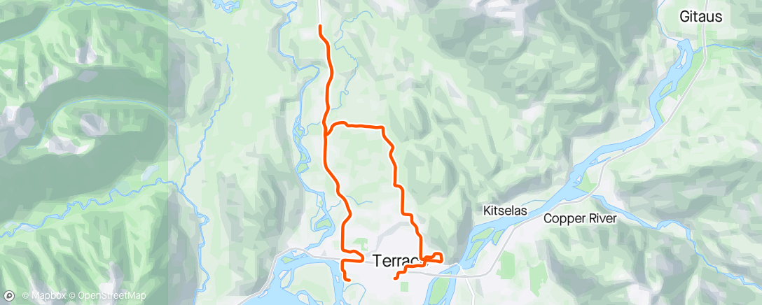 Map of the activity, Sunday 🚵 Spin - The Bench, Terradise, Findlay Lake Rd, Terrace
