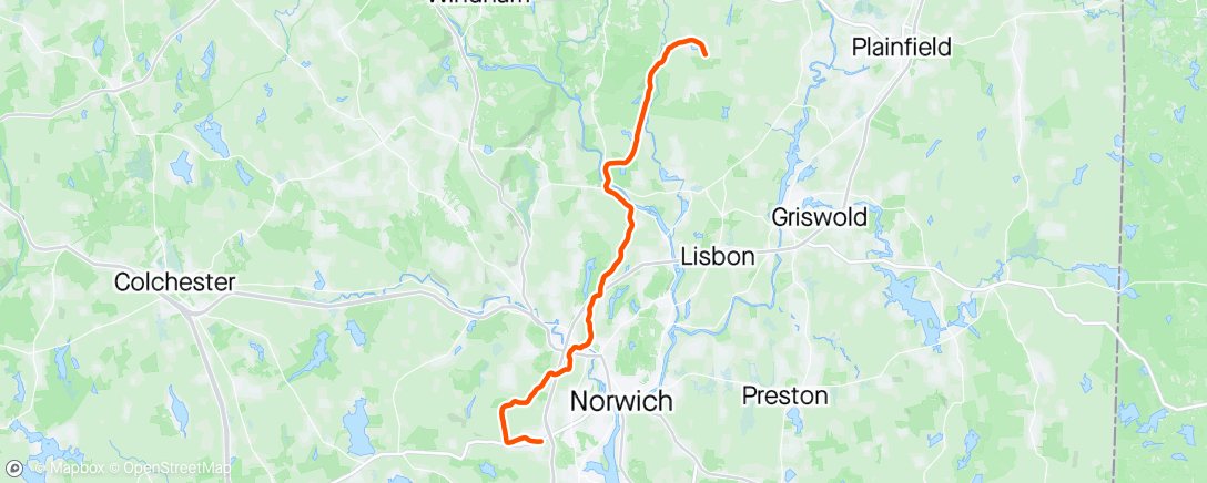 Mapa de la actividad (Norwich Tuesday night screwed up Strava 33 miles:))