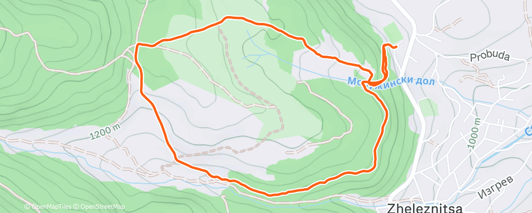 Map of the activity, Afternoon Trail Run