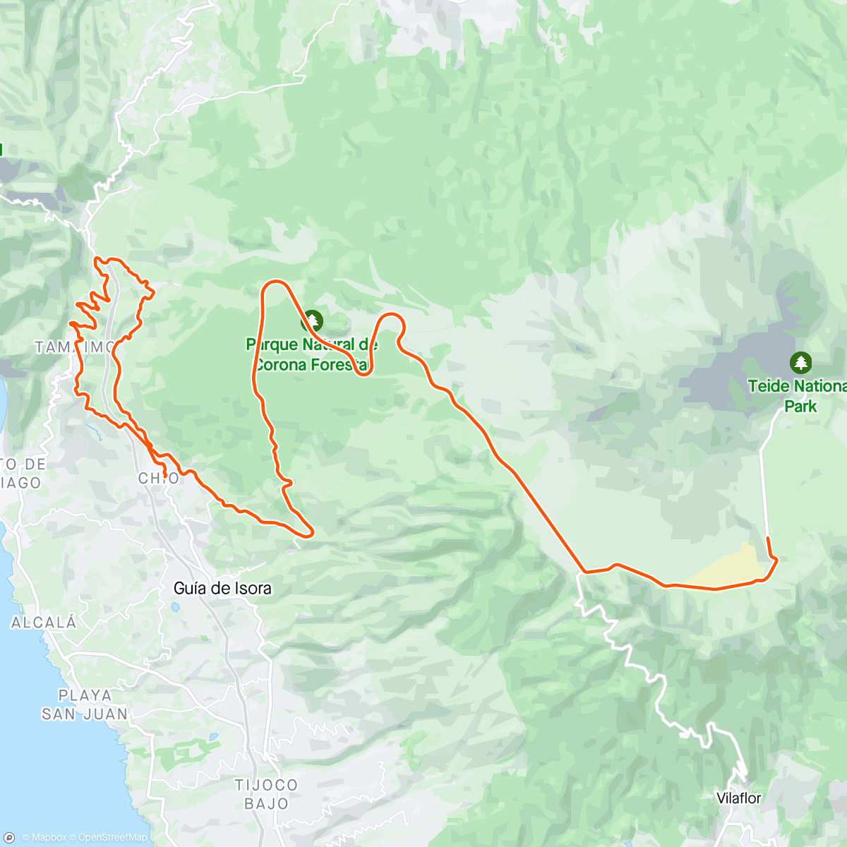 Map of the activity, Teide Camp last day
