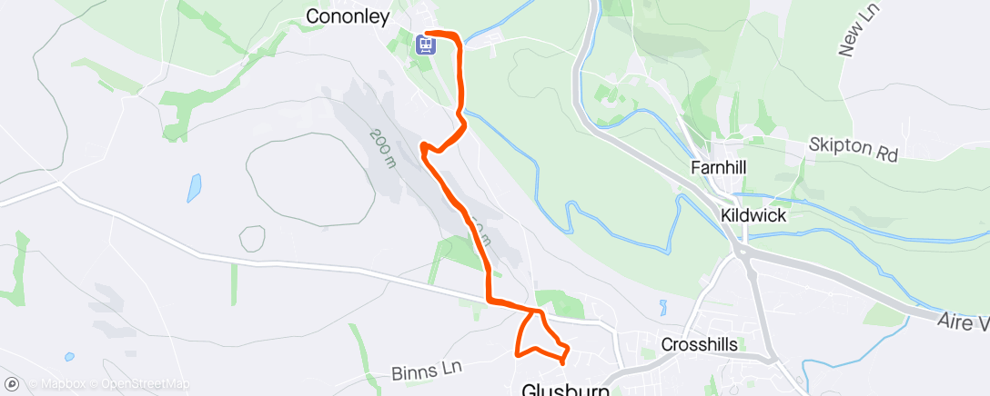 Map of the activity, Cononley out n back 🐕🏃🏼‍♂️👍
