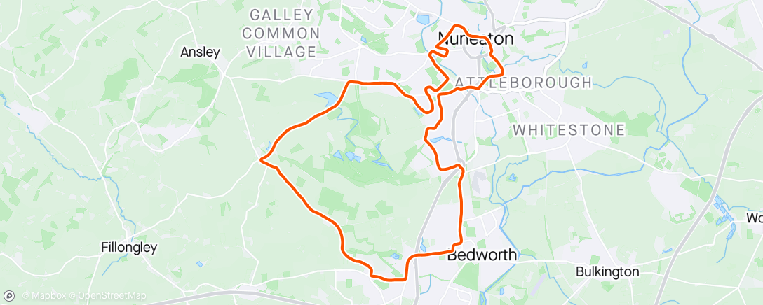 Map of the activity, Astley, Bedworth loop