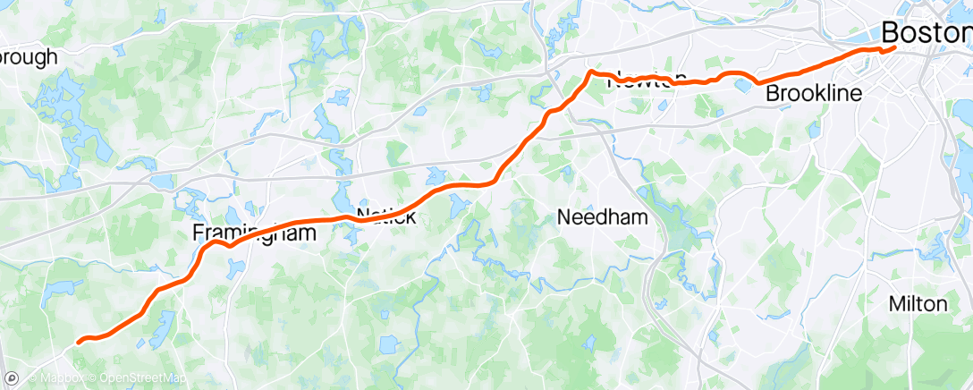 Map of the activity, The Strava version of Monday’s marathon