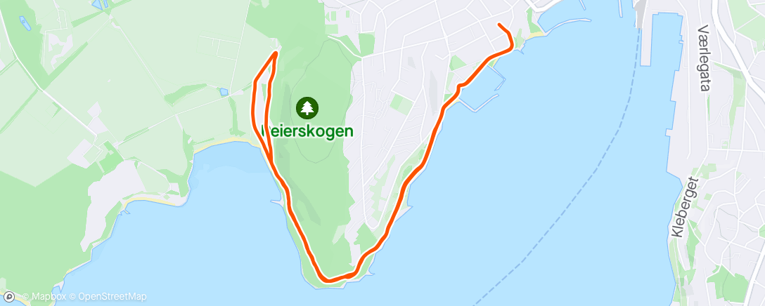 Map of the activity, Afternoon Jogg