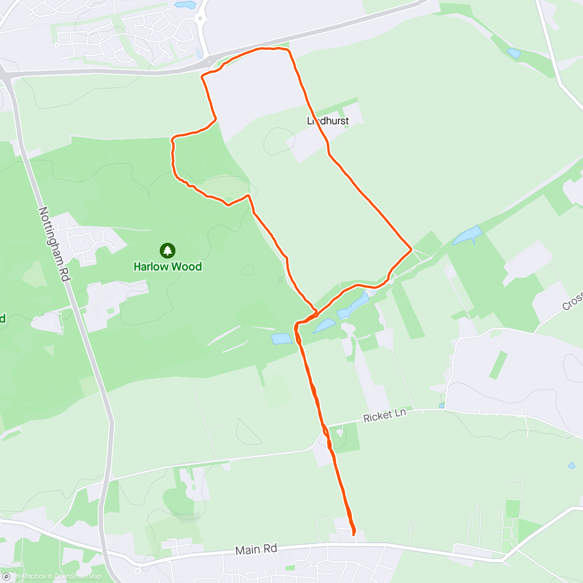 Map of the activity, Muddy Trail Run with Ravenshead Runners
