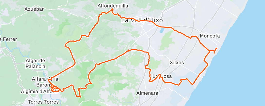 Map of the activity, Bicicleta de montaña matutina