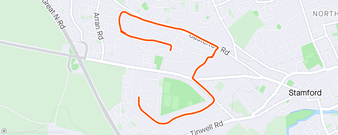 Map of the activity, Evening Run With hell's bells and the stamford striders