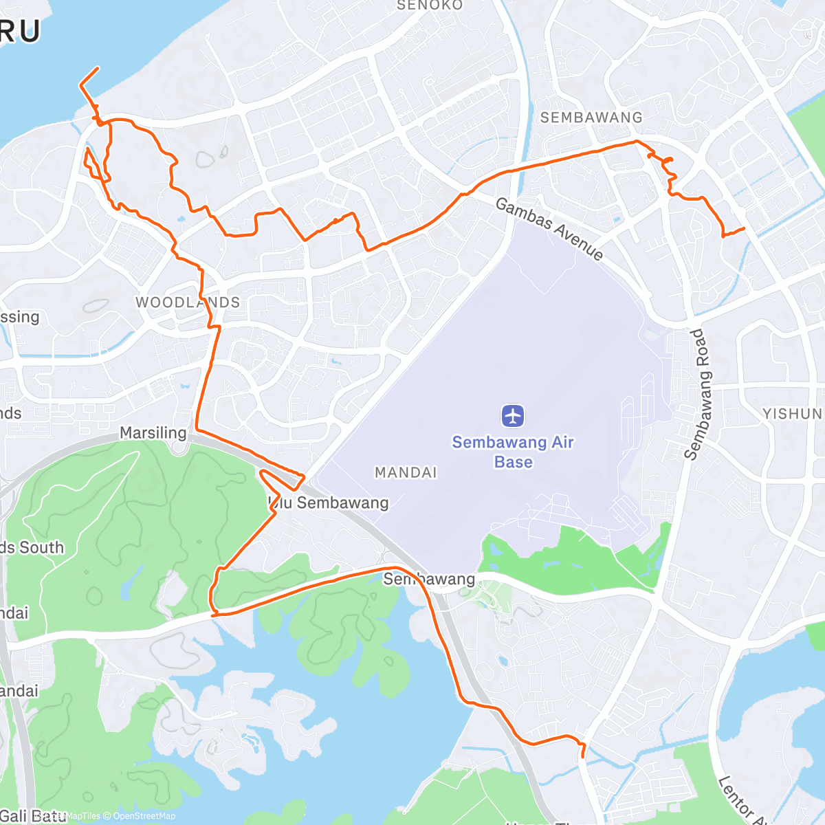 Map of the activity, Slow n Easy Relaxing Trot in the north of Singapore