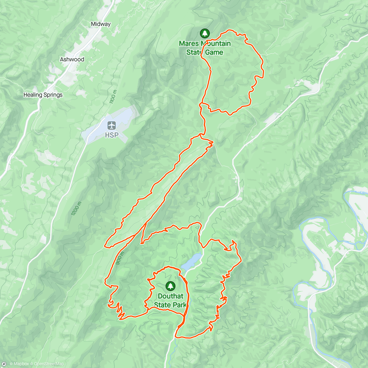 Map of the activity, Middle Mountain Momma ⛰️ (+warmup and spinning around)