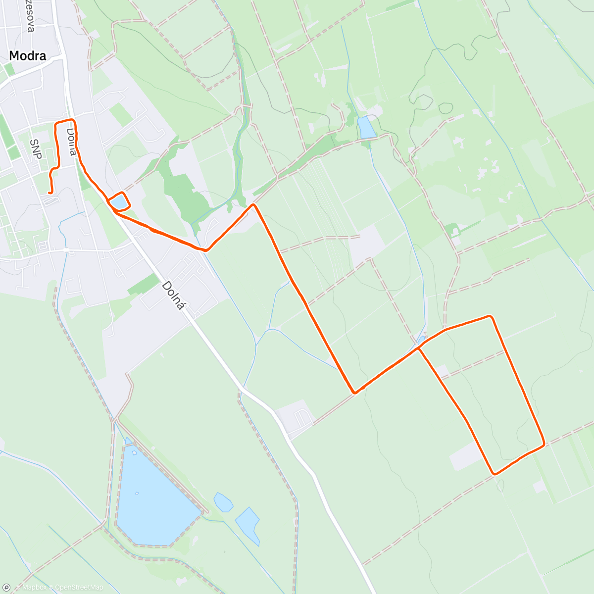 Map of the activity, Rozbehame Modru