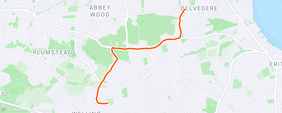 Map of the activity, Afternoon Run home from work.