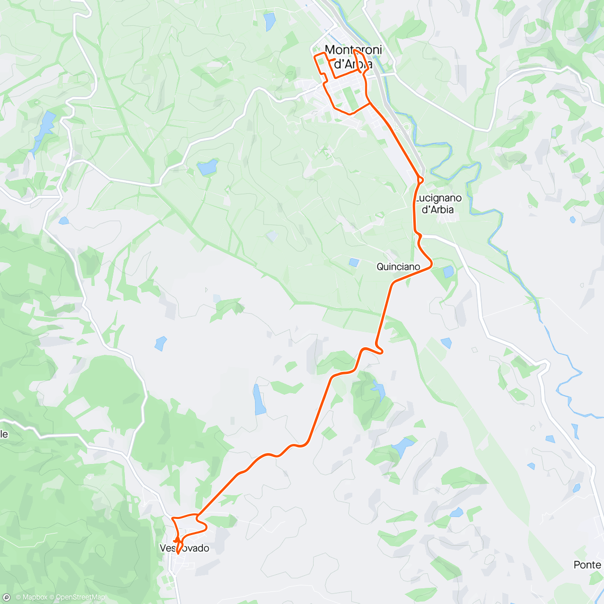 Map of the activity, Afternoon ride to local bike shop