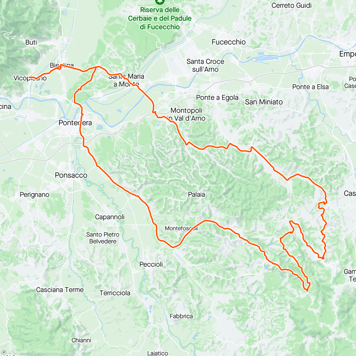 Carte de l'activité Ciclismo pomeridiano