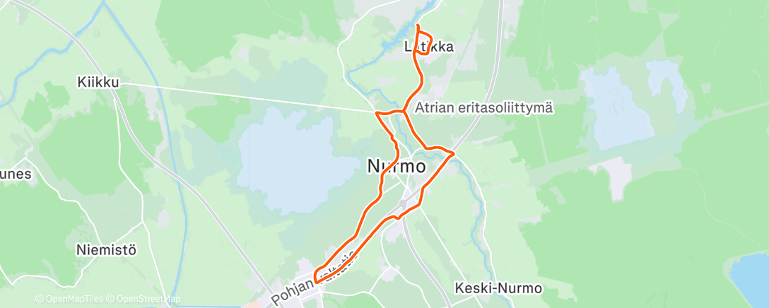 Map of the activity, Evening Run
