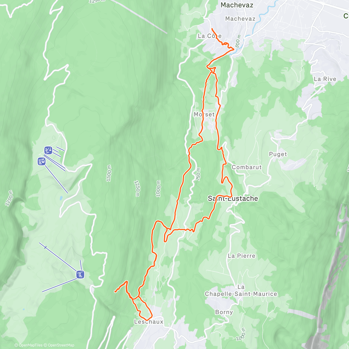 Map of the activity, Jusqu'à la neige 🏃