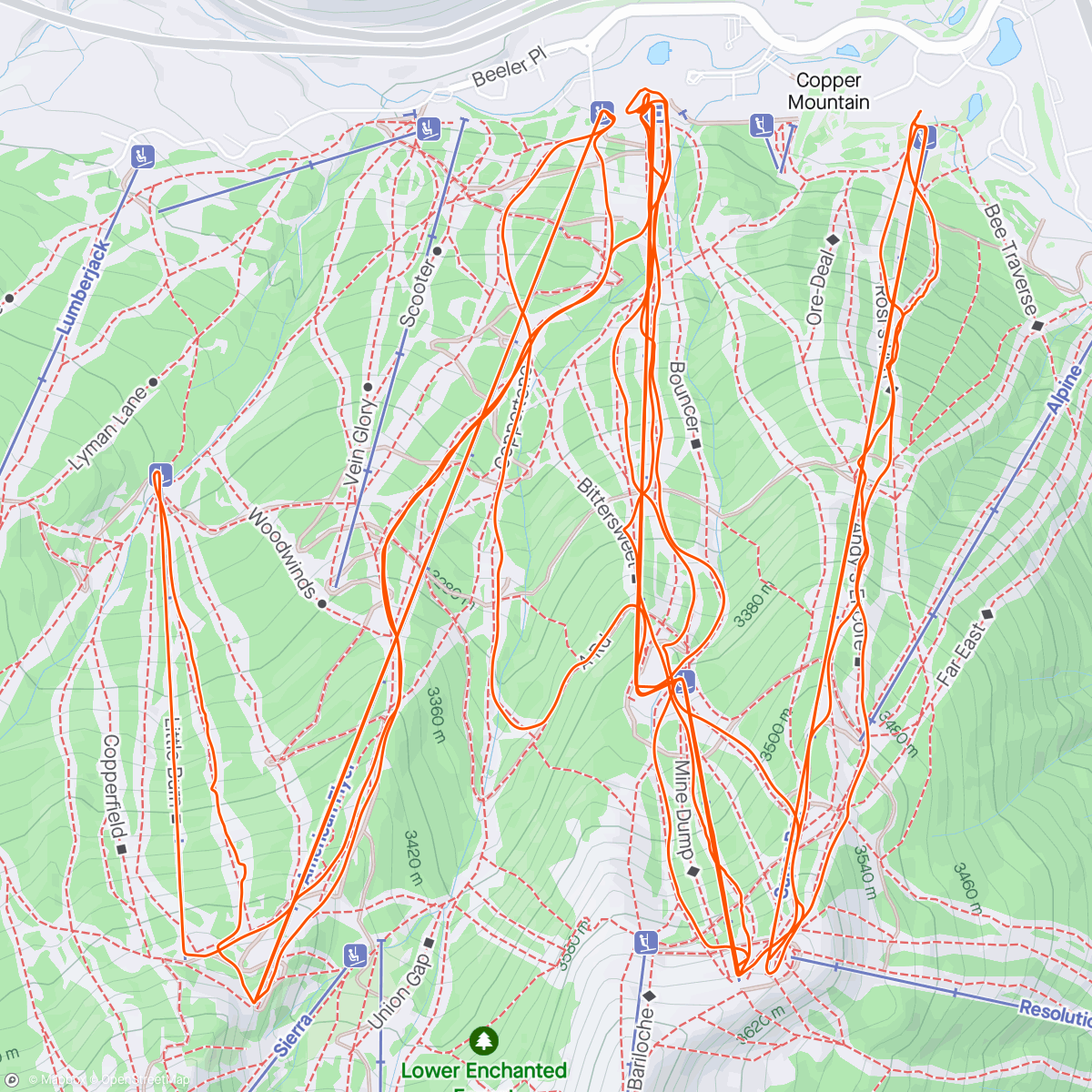 Map of the activity, Broken AT binding? (Didn’t even get a lap in…see video)🥲⛷️