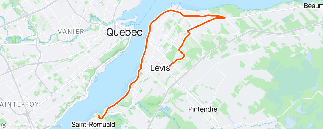 Map of the activity, Demi-Marathon de Lévis - 20e édition