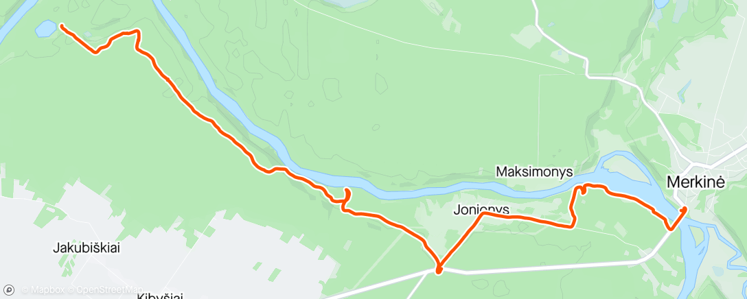 Map of the activity, Merkinė - Kuleinis Hike