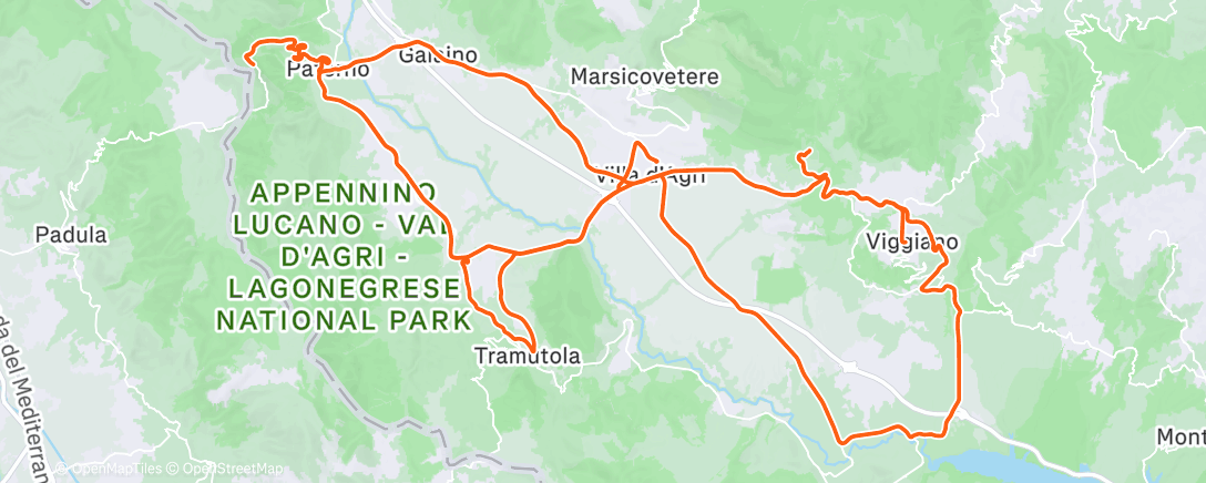 Map of the activity, Pedalata mattutina