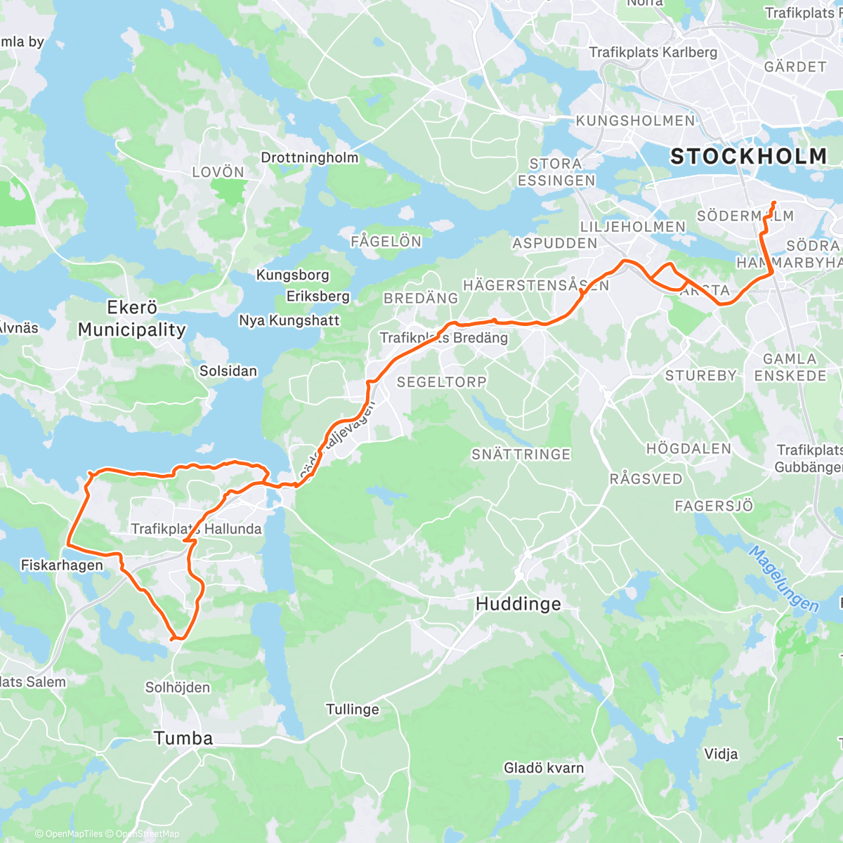Map of the activity, Lunch Gravel med Per & Pedro (3P)