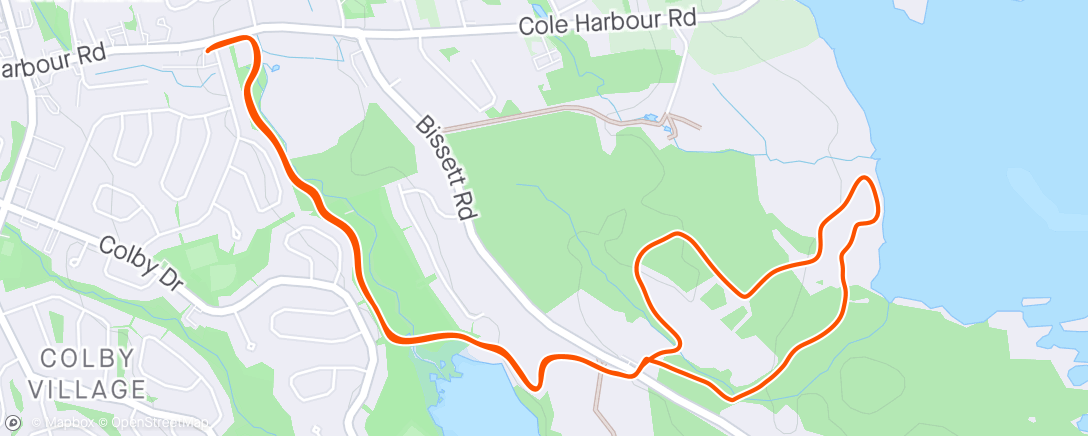 Map of the activity, Cole Harbour Runners