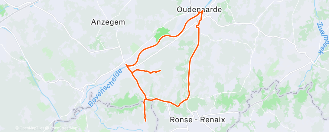 Map of the activity, First ride in Belgium on the road