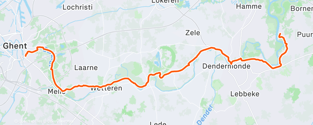 Map of the activity, Lunch Ride