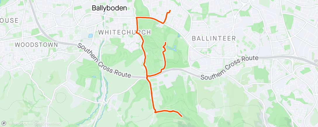 Map of the activity, Evening Run with neo 🐶. Listened to: Wandering Stars